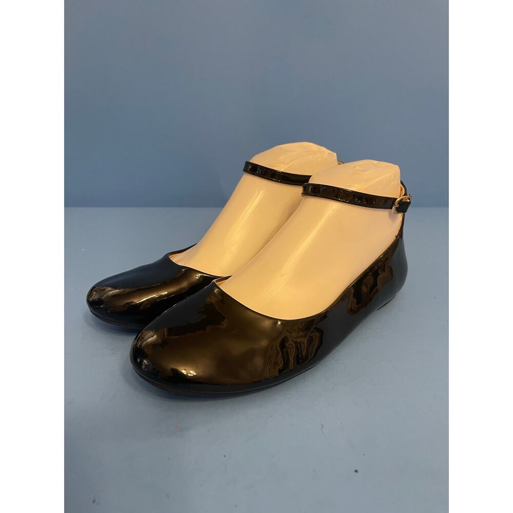Dream Pairs Sz 7 Black Ballet Flats Ankle Strap Back Zip Closure Pointed Toe
